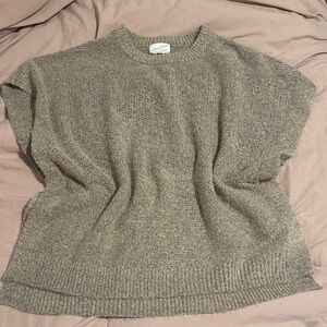 Universal Thread Women's Heathered Tan Crew Neck Sweater Poncho OSFM